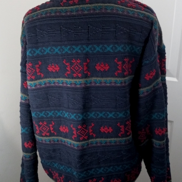Mens Sz Large Navy Cotton 100% Sweater - Picture 4 of 4